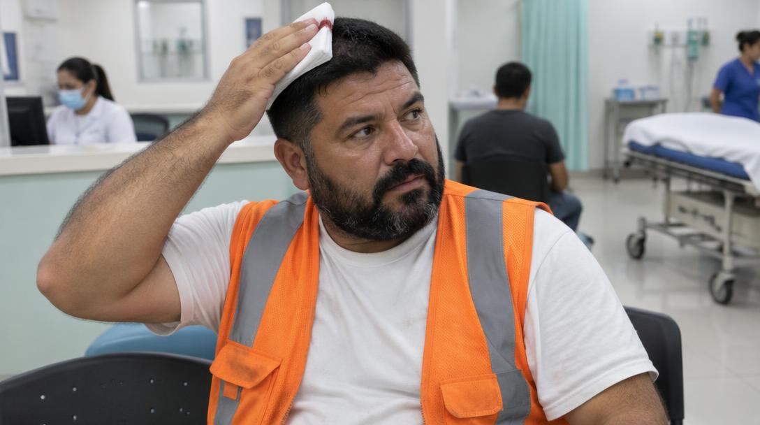 Foto ilustrativa do paciente: Ferida no couro cabeludo após pancada