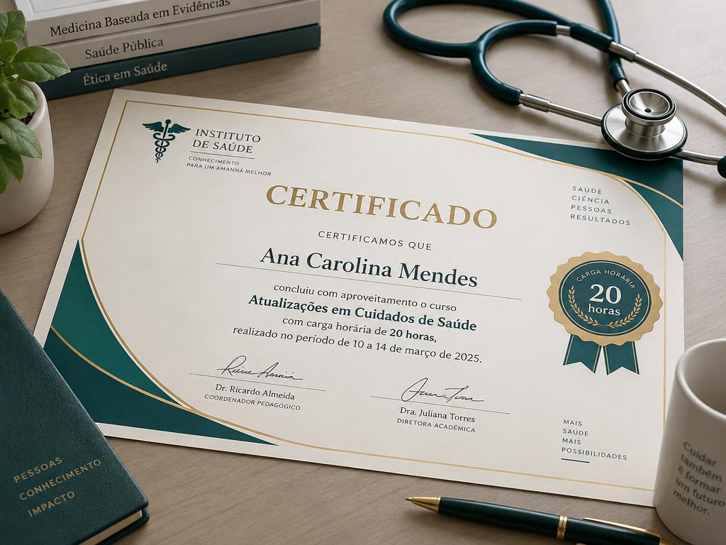 Exemplo ilustrativo de certificado de 20 horas